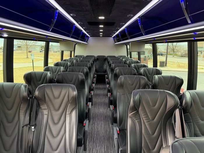 Coach bus leather seats – Boulder limo service